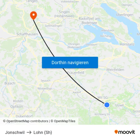 Jonschwil to Lohn (Sh) map