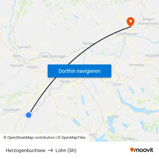 Herzogenbuchsee to Lohn (Sh) map