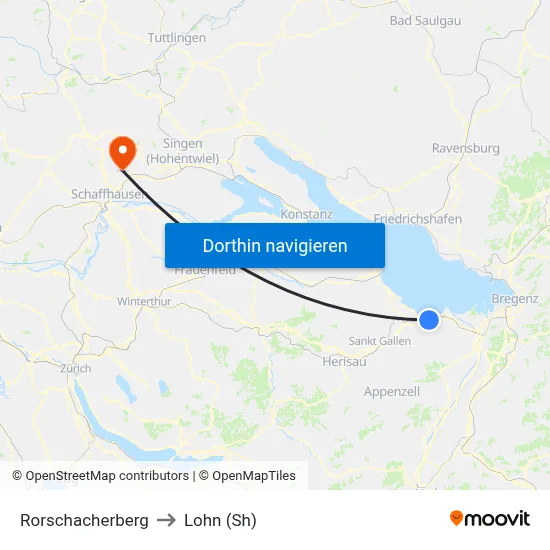 Rorschacherberg to Lohn (Sh) map