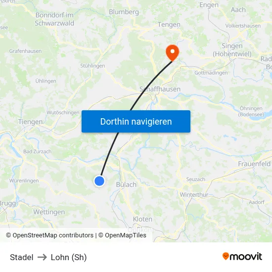 Stadel to Lohn (Sh) map