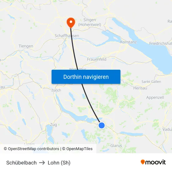 Schübelbach to Lohn (Sh) map