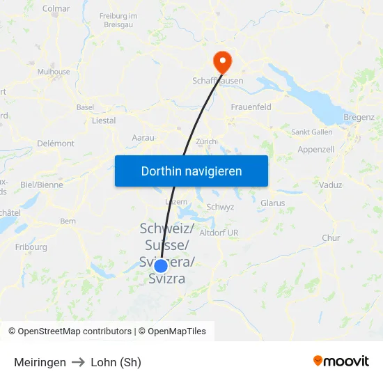 Meiringen to Lohn (Sh) map