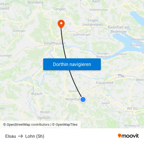 Elsau to Lohn (Sh) map