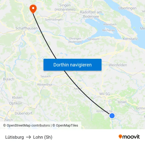 Lütisburg to Lohn (Sh) map