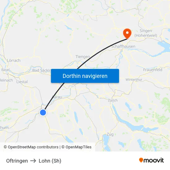 Oftringen to Lohn (Sh) map