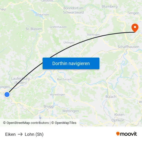 Eiken to Lohn (Sh) map