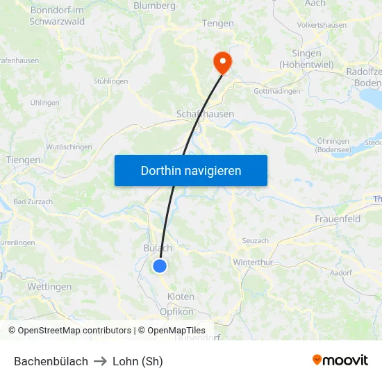 Bachenbülach to Lohn (Sh) map