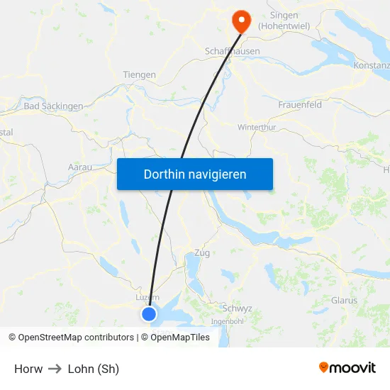 Horw to Lohn (Sh) map