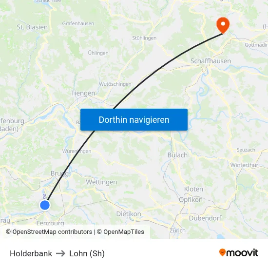 Holderbank to Lohn (Sh) map