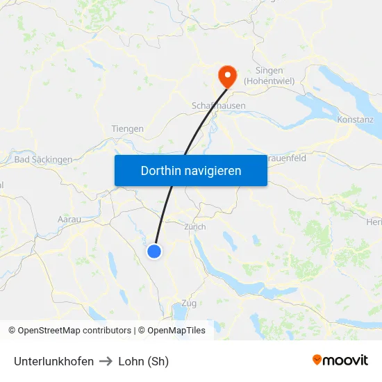 Unterlunkhofen to Lohn (Sh) map