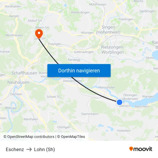 Eschenz to Lohn (Sh) map