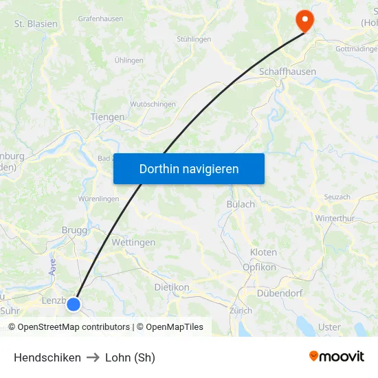 Hendschiken to Lohn (Sh) map
