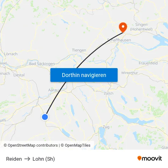 Reiden to Lohn (Sh) map