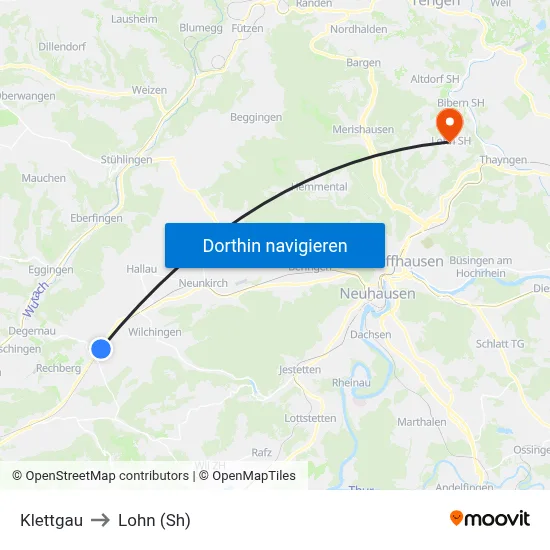 Klettgau to Lohn (Sh) map