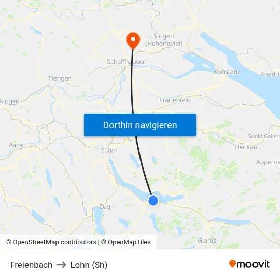 Freienbach to Lohn (Sh) map