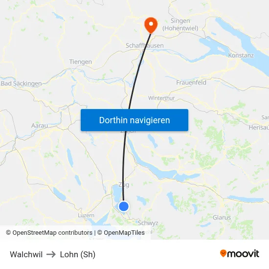Walchwil to Lohn (Sh) map