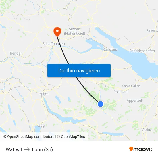 Wattwil to Lohn (Sh) map
