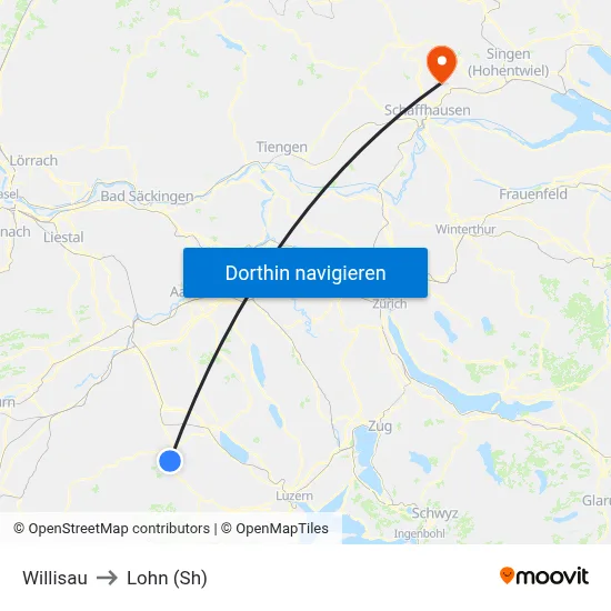 Willisau to Lohn (Sh) map