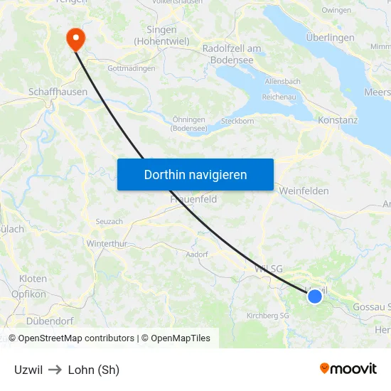 Uzwil to Lohn (Sh) map