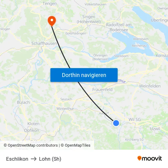 Eschlikon to Lohn (Sh) map