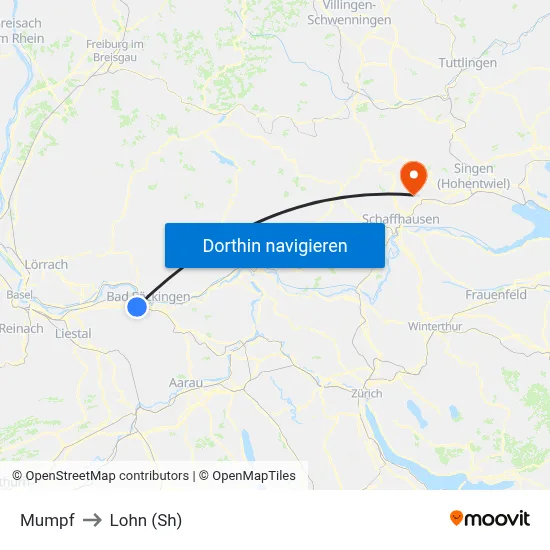 Mumpf to Lohn (Sh) map