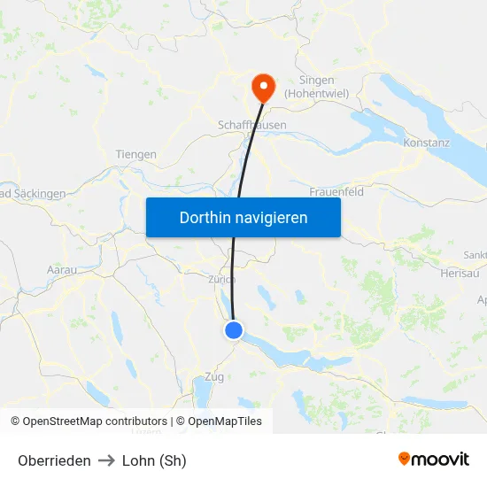 Oberrieden to Lohn (Sh) map