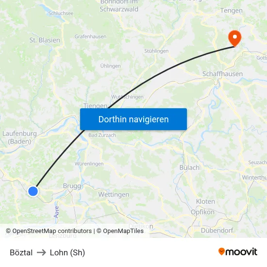 Böztal to Lohn (Sh) map