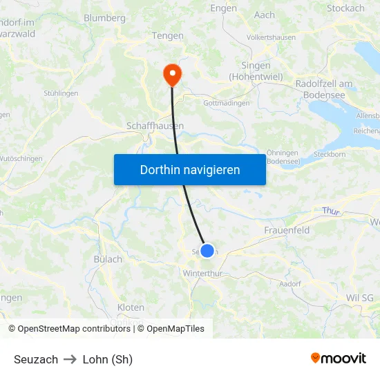 Seuzach to Lohn (Sh) map