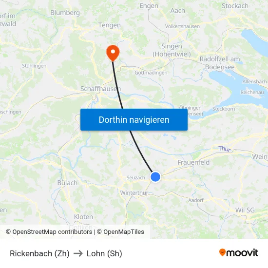 Rickenbach (Zh) to Lohn (Sh) map
