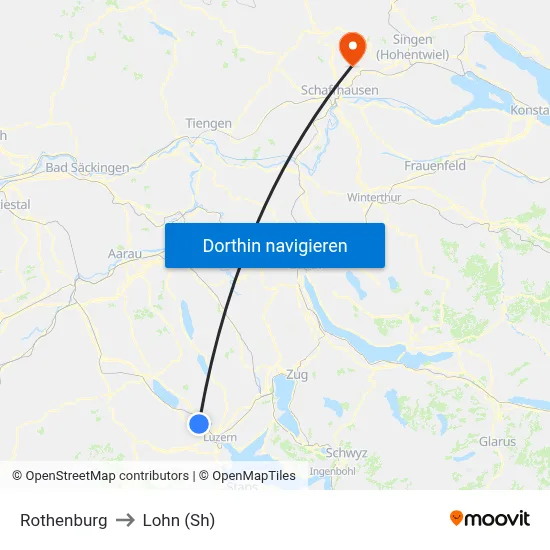 Rothenburg to Lohn (Sh) map
