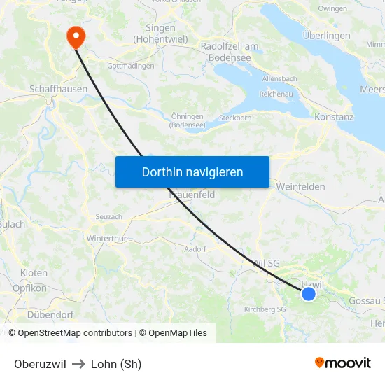 Oberuzwil to Lohn (Sh) map