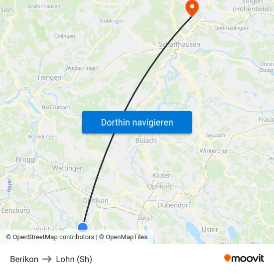 Berikon to Lohn (Sh) map