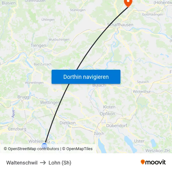 Waltenschwil to Lohn (Sh) map