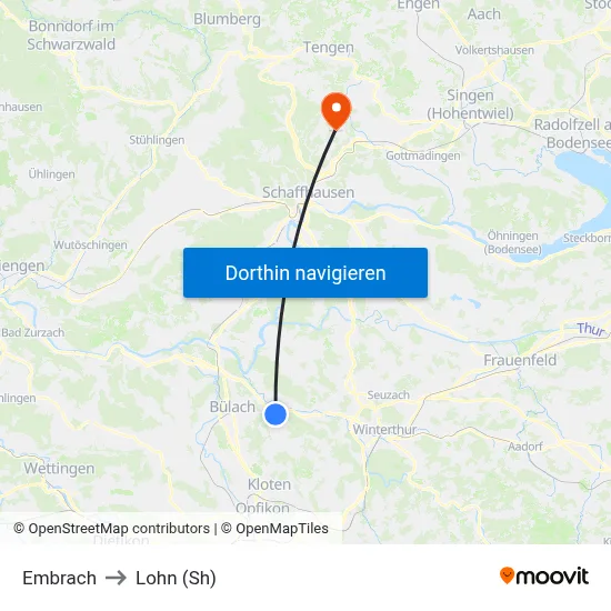 Embrach to Lohn (Sh) map