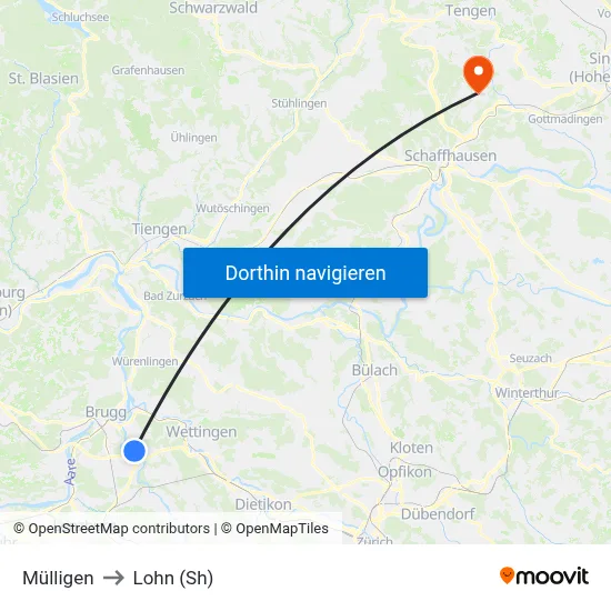 Mülligen to Lohn (Sh) map