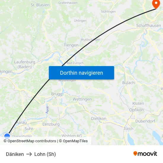 Däniken to Lohn (Sh) map