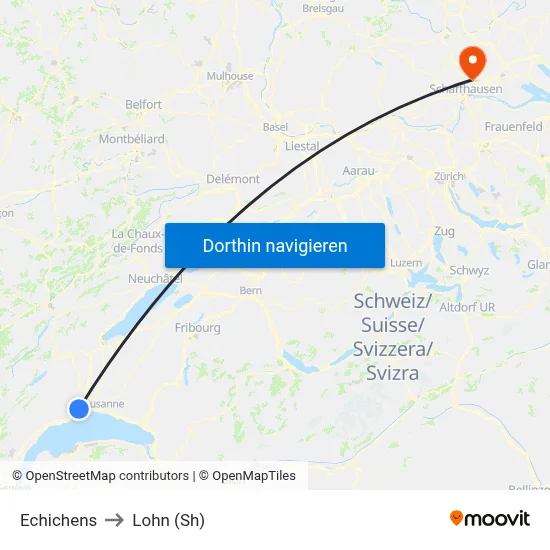 Echichens to Lohn (Sh) map