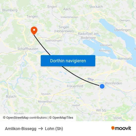 Amlikon-Bissegg to Lohn (Sh) map