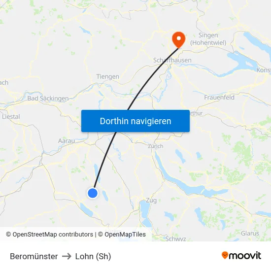 Beromünster to Lohn (Sh) map