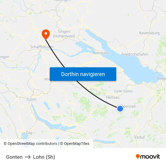 Gonten to Lohn (Sh) map