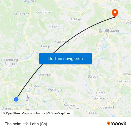 Thalheim to Lohn (Sh) map