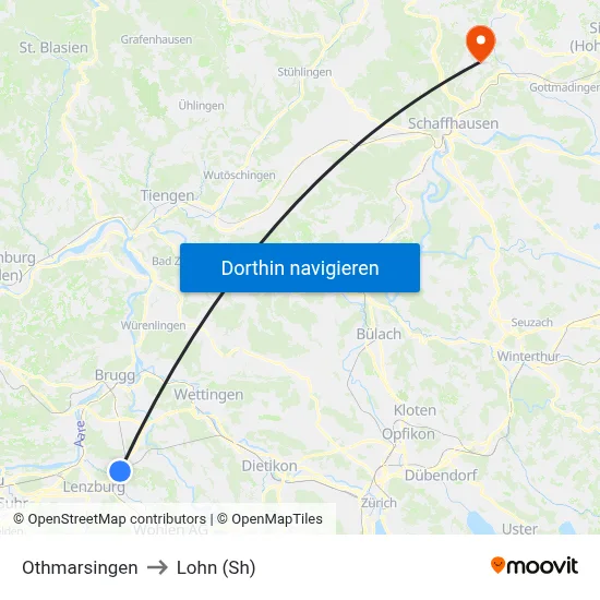 Othmarsingen to Lohn (Sh) map