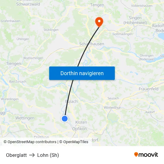 Oberglatt to Lohn (Sh) map