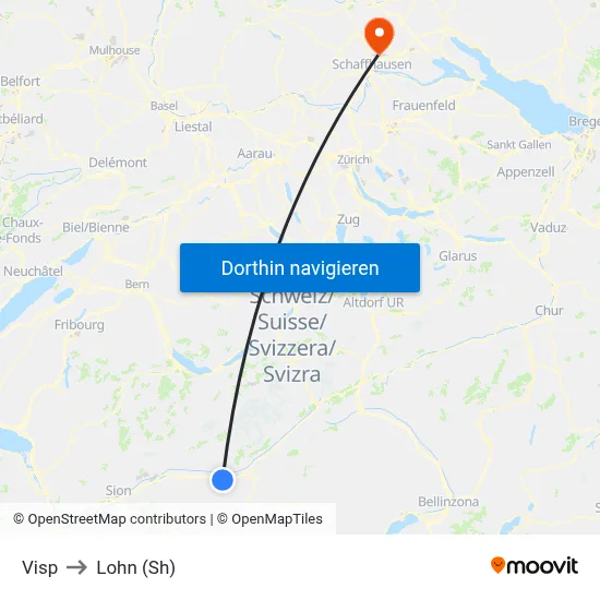Visp to Lohn (Sh) map