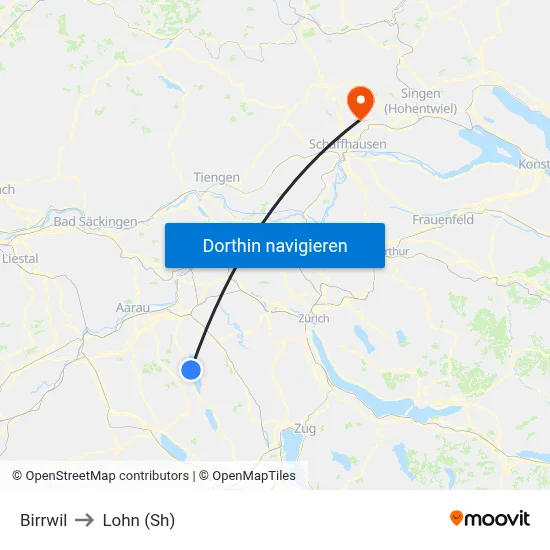 Birrwil to Lohn (Sh) map