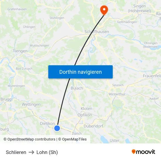 Schlieren to Lohn (Sh) map
