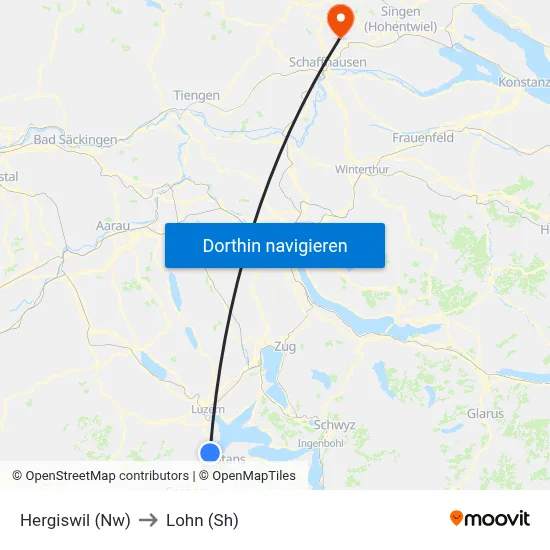 Hergiswil (Nw) to Lohn (Sh) map