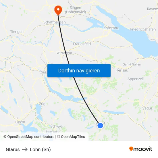 Glarus to Lohn (Sh) map