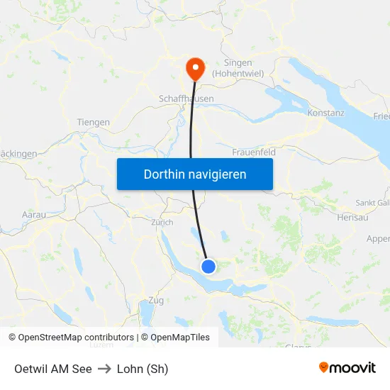 Oetwil AM See to Lohn (Sh) map