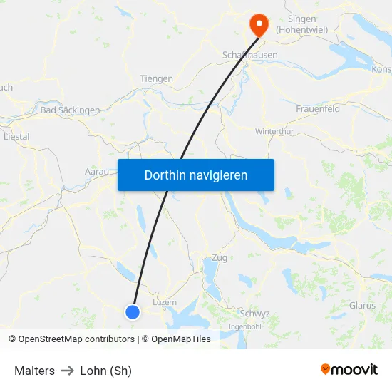 Malters to Lohn (Sh) map